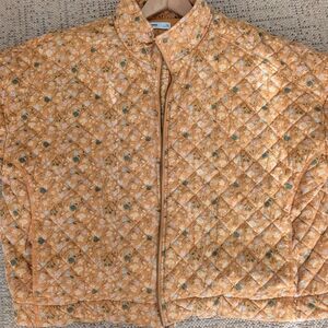 Sonoma Orange Floral Quilted Bomber Jacket
